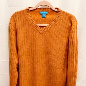 Warren + White Women’s Cashmere Sweater, Size L, Cable Knit, Orange